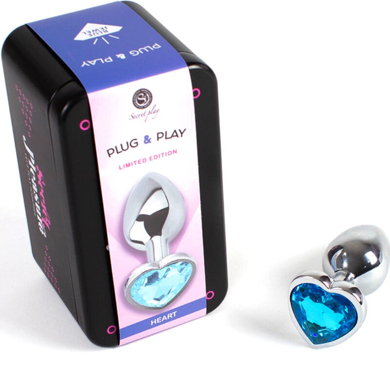 SECRET PLAY - METAL BUTT PLUG CORAZÓN AZUL TALLA S 7 CM