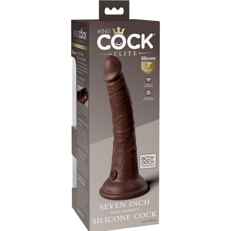 KING COCK ELITE - DILDO REALISTICO SILICONA 17.8 CM MARRON