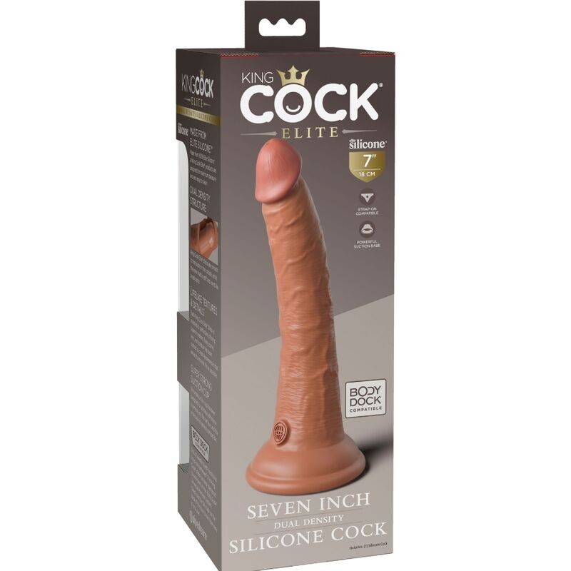 KING COCK ELITE - DILDO REALISTICO SILICONA 17.8 CM CARAMELO