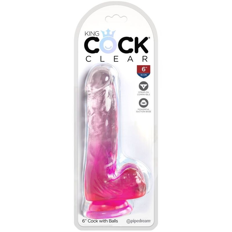 KING COCK CLEAR - PENE REALISTICO CON TESTICULOS 13.5 CM ROSA