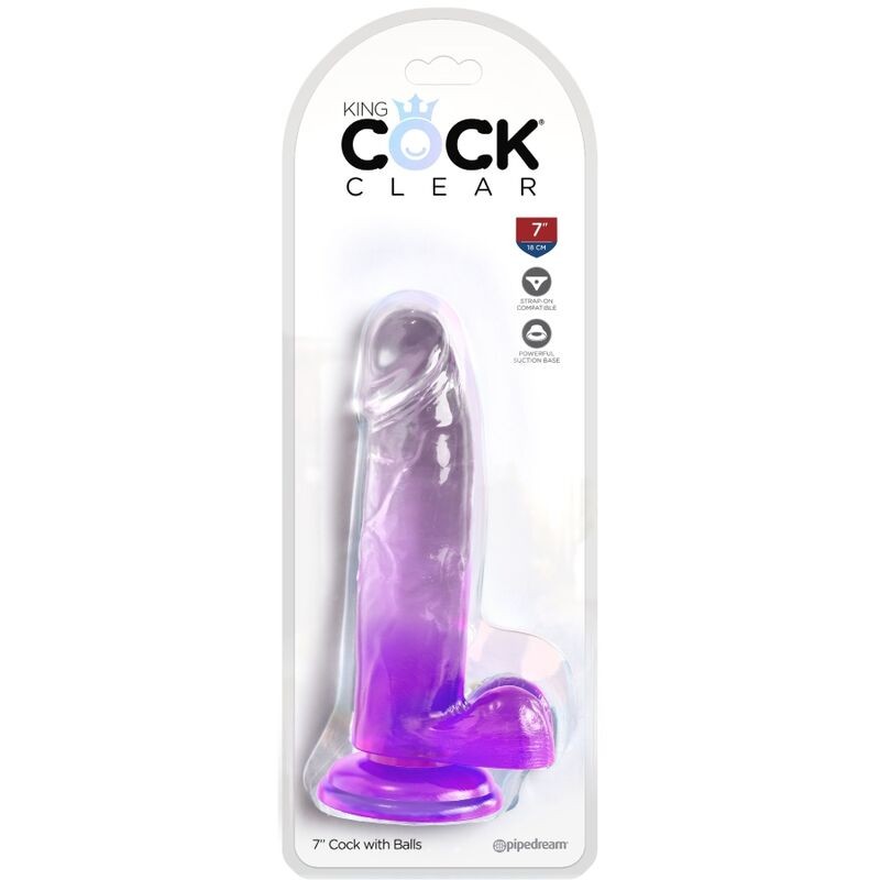 KING COCK CLEAR - PENE REALISTICO CON TESTICULOS 15.2 CM MORADO