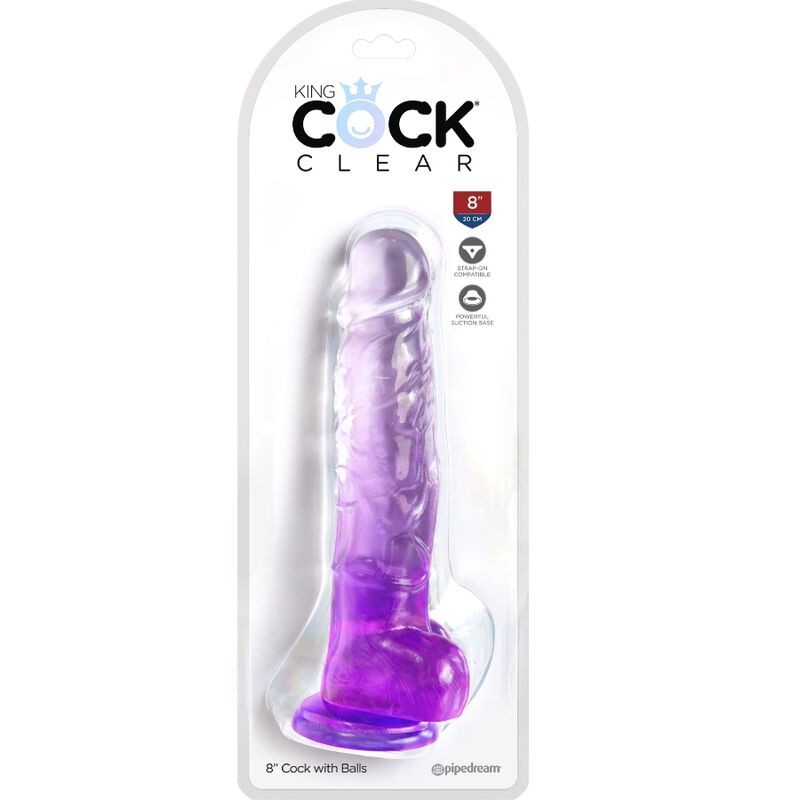 KING COCK CLEAR - PENE REALISTICO CON TESTICULOS 16.5 CM MORADO