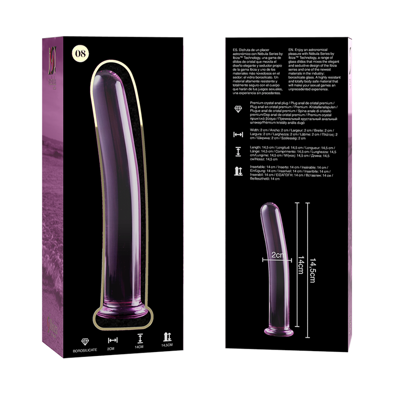 NEBULA SERIES BY IBIZA - MODELO 8 DILDO CRISTAL BOROSILICATO 14.5 X 2 CM ROSA