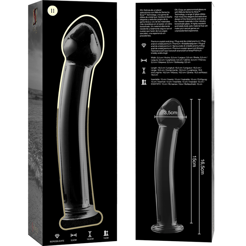 NEBULA SERIES BY IBIZA - MODELO 11 DILDO CRISTAL BOROSILICATO 16 X 3 CM TRANSPARENTE