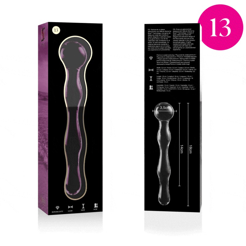 NEBULA SERIES BY IBIZA - MODELO 13 DILDO CRISTAL BOROSILICATO 18 X 3.5 CM ROSA