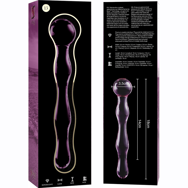 NEBULA SERIES BY IBIZA - MODELO 13 DILDO CRISTAL BOROSILICATO 18 X 3.5 CM ROSA