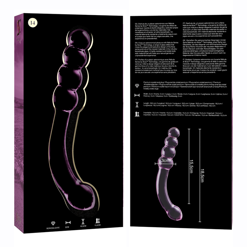 NEBULA SERIES BY IBIZA - MODELO 14 DILDO CRISTAL BOROSILICATO 18.5 X 3 CM ROSA