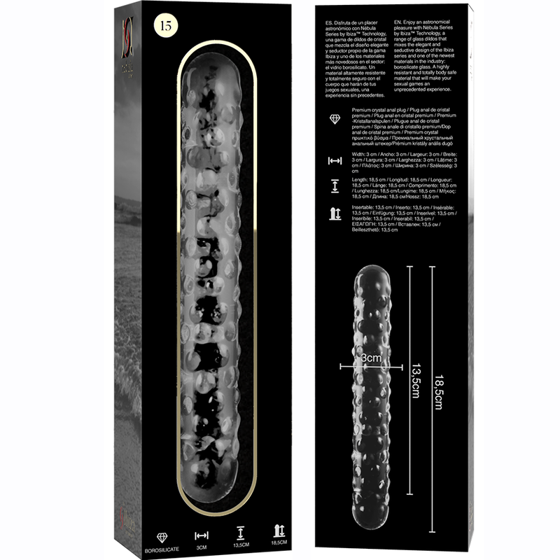 NEBULA SERIES BY IBIZA - MODELO 15 DILDO CRISTAL BOROSILICATO 18.5 X 3 CM TRANSPARENTE