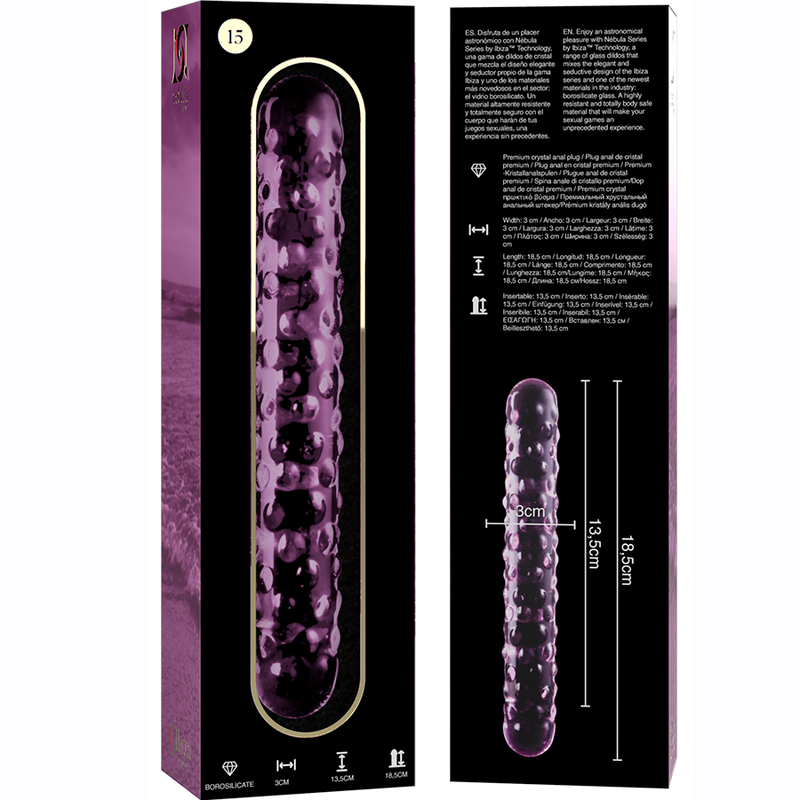 NEBULA SERIES BY IBIZA - MODELO 15 DILDO CRISTAL BOROSILICATO 18.5 X 3 CM ROSA