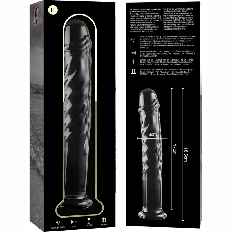 NEBULA SERIES BY IBIZA - MODELO 16 DILDO CRISTAL BOROSILICATO 18.5 X 3 CM TRANSPARENTE