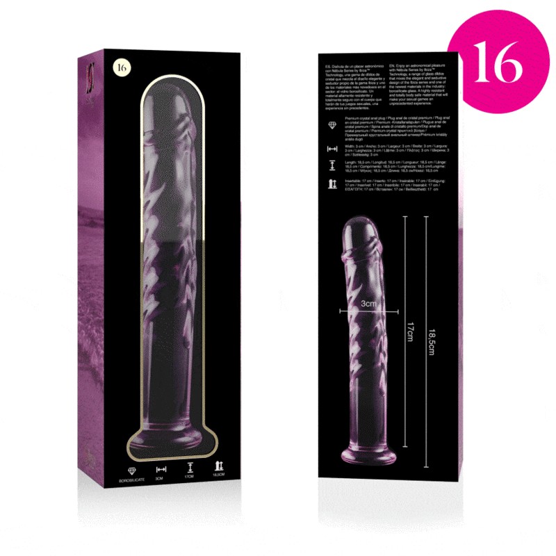 NEBULA SERIES BY IBIZA - MODELO 16 DILDO CRISTAL BOROSILICATO 18.5 X 3 CM ROSA