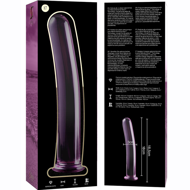 NEBULA SERIES BY IBIZA - MODELO 17 DILDO CRISTAL BOROSILICATO 18.5 X 3 CM ROSA