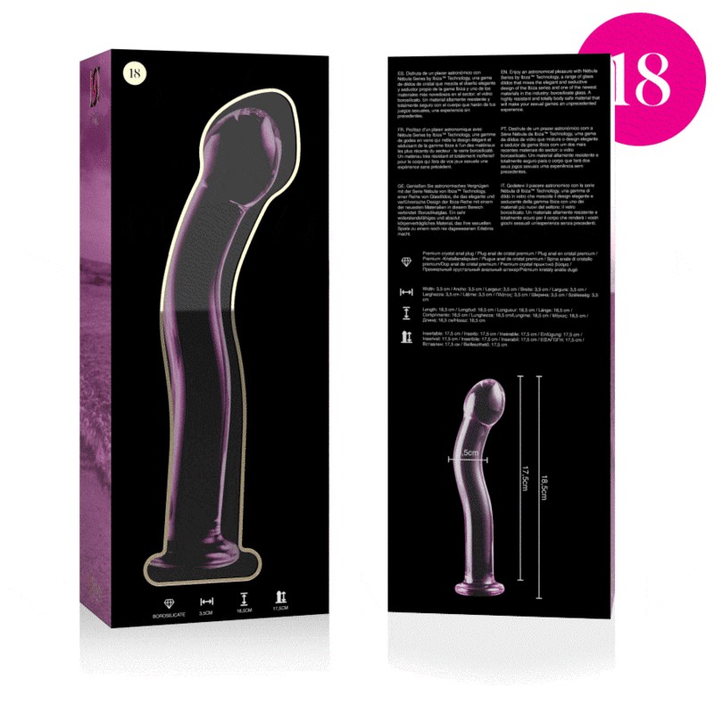 NEBULA SERIES BY IBIZA - MODELO 18 DILDO CRISTAL BOROSILICATO 18.5 X 3.5 CM ROSA