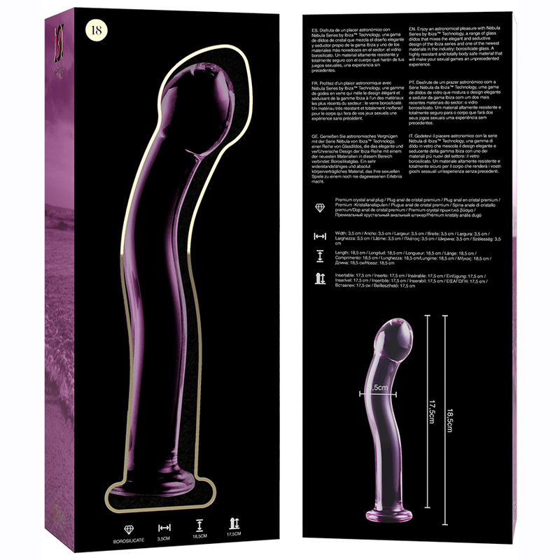 NEBULA SERIES BY IBIZA - MODELO 18 DILDO CRISTAL BOROSILICATO 18.5 X 3.5 CM ROSA