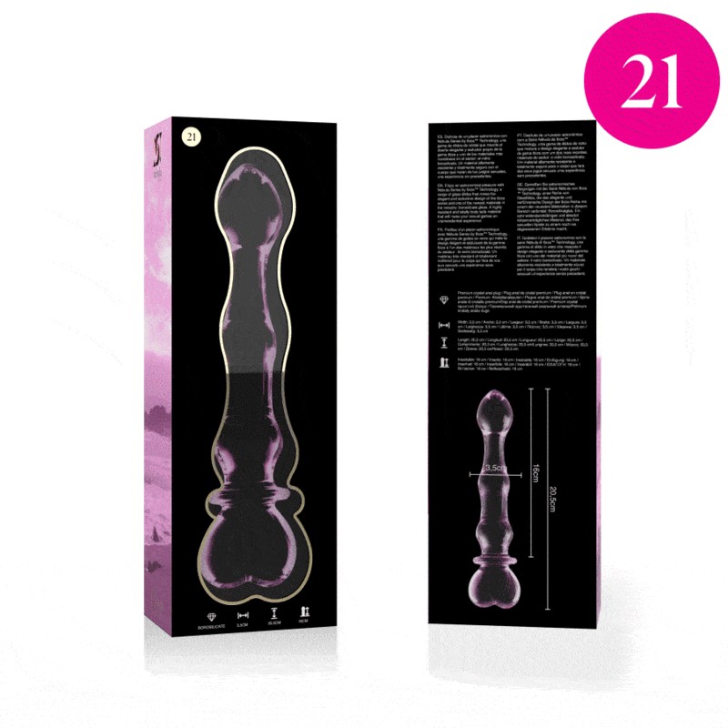 NEBULA SERIES BY IBIZA - MODELO 21 DILDO CRISTAL BOROSILICATO 20.5 X 3.5 CM ROSA