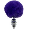 ALIVE - ANAL PLEASURE PLUG ESPIRAL METAL POMPON VIOLETA OSCURO TALLA L