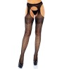 LEG AVENUE MEDIAS DE ENCAJES CON LIGUERO BURDEOS TALLA UNICA