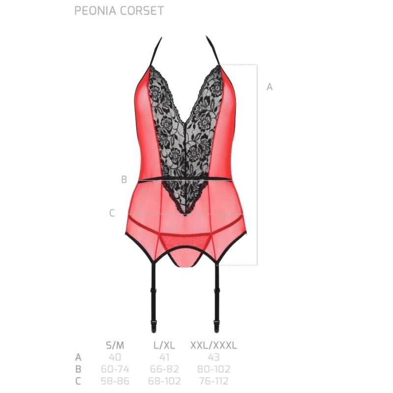 PASSION - PEONIA CORSET EROTIC LINE ROJO L/XL