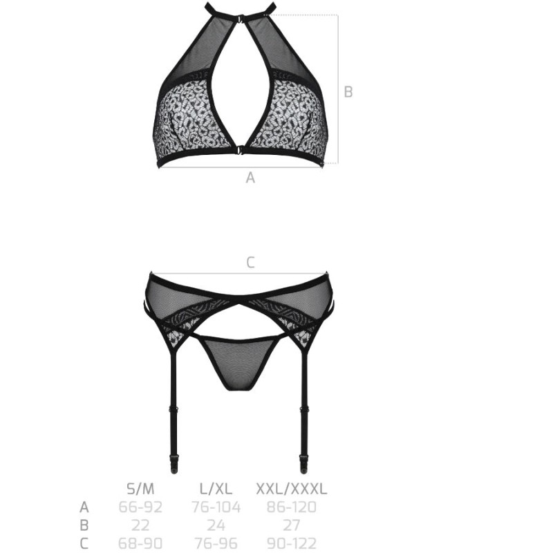 PASSION - SATARA SET EROTIC LINE NEGRO L/XL