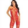 LEG AVENUE - BODYSTOCKING CUELLO HALTER RED CORAZONES NEGRO