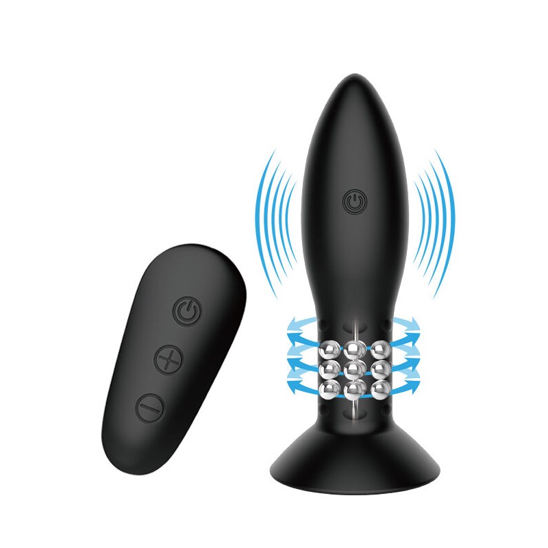 MR PLAY - PLUG CON BOLAS ROTADORAS NEGRO CONTROL REMOTO