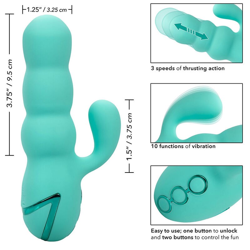 CALIFORNIA EXOTICS - DEL MAR DIVA VIBRADOR RABBIT VERDE AGUA BY CALIFORNIA DREAMING