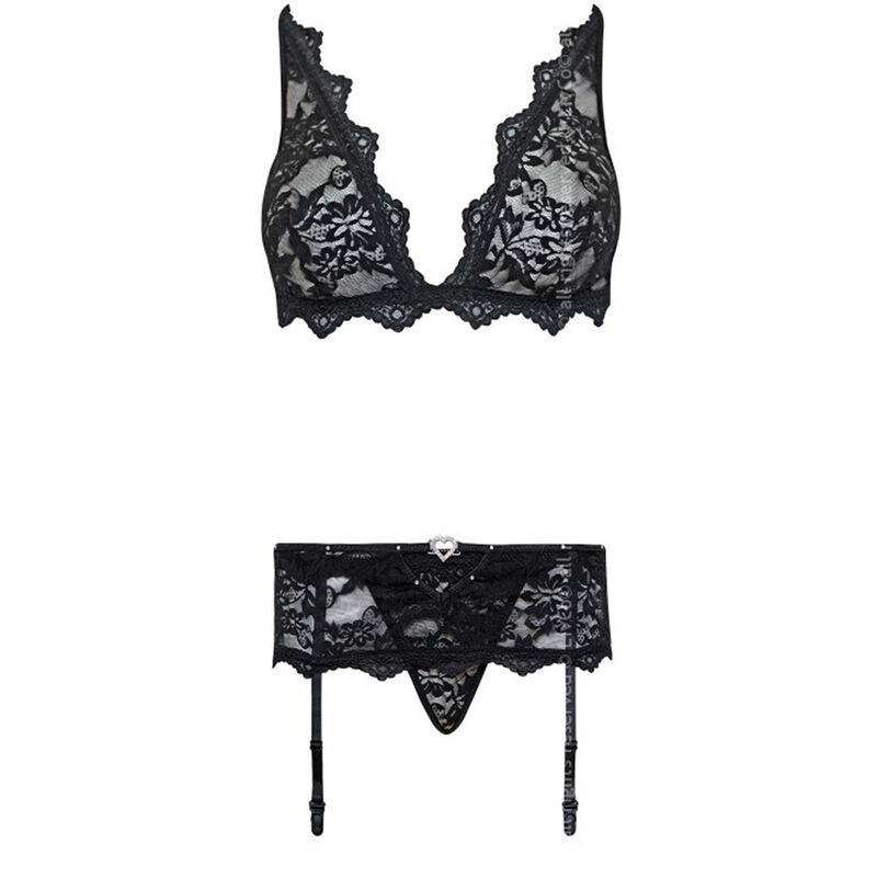 LIVCO CORSETTI FASHION - BELITA LC 90231 SUJETADOR + PANTY + LIGUERO NEGRO L/XL