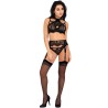 LIVCO CORSETTI FASHION - MAJALESA LC 90526 SUJETADOR + LIGUERO + PANTY BLACK S/M