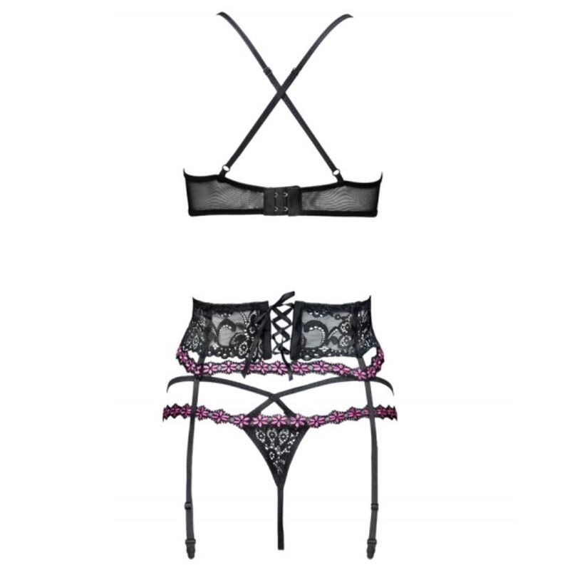 LIVCO CORSETTI FASHION - SNEHANA LC 90443 SUJETADOR + LIGUERO + PANTY NEGRO L/XL