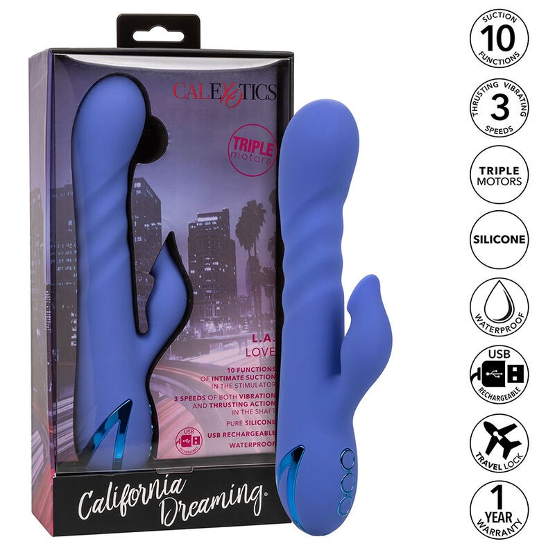 CALIFORNIA EXOTICS - L.A LOVE VIBRADOR & SUCCIONADOR AZUL BY CALIFORNIA DREAMING