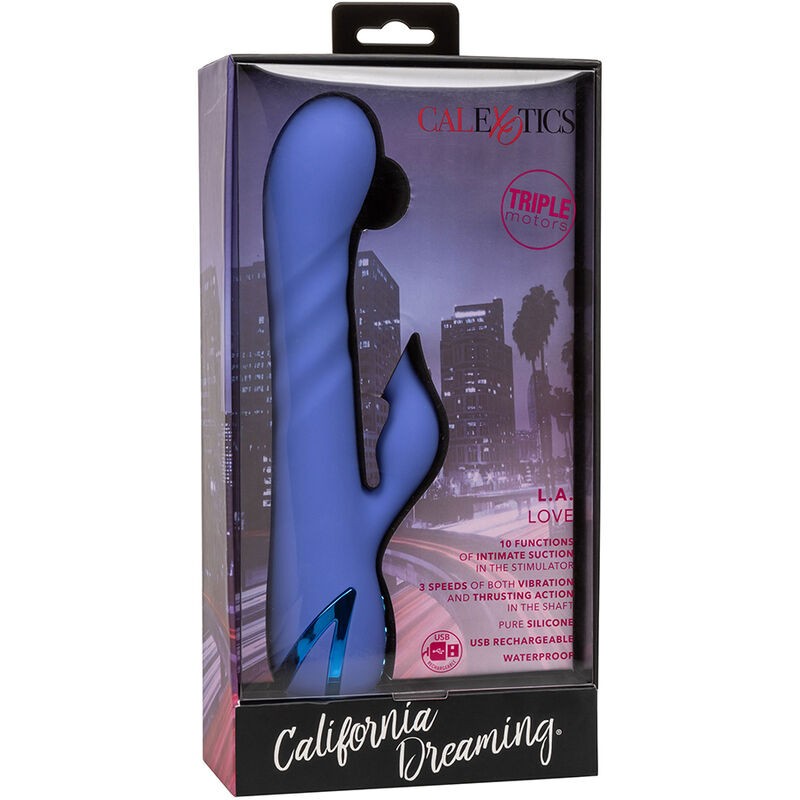 CALIFORNIA EXOTICS - L.A LOVE VIBRADOR & SUCCIONADOR AZUL BY CALIFORNIA DREAMING