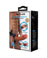 PRETTY LOVE - MARION HARNESS BRIEFS UNIVERSAL CON DILDO VIBRACIÓN 19 CM MULATO