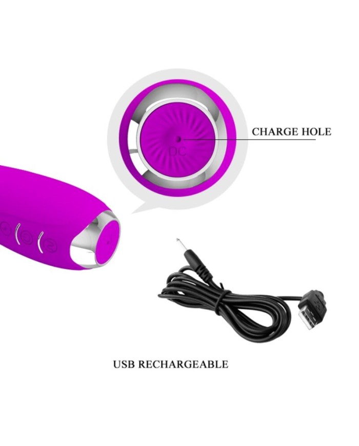 PRETTY LOVE - HECTOR VIBRADOR ELECTROSHOCK RECARGABLE & IMPERMEABLE MORADO