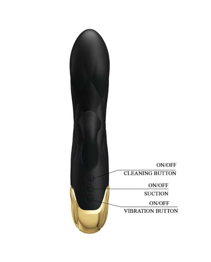 PRETTY LOVE - VIBRADOR DE LUJO BAÑADO EN ORO RECARGABLE NEGRO