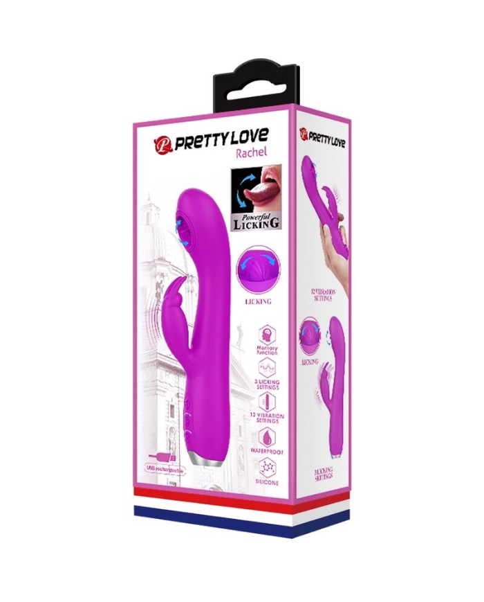 PRETTY LOVE - RACHEL VIBRADOR RECARGABLE CON SUCCIONADOR MORADO