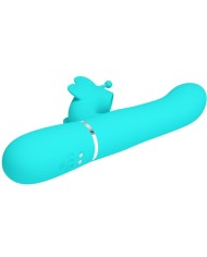 PRETTY LOVE - VIBRADOR RABBIT MULTIFUNCIÓN 4 EN 1 MARIPOSA VERDE AGUA