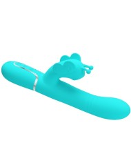 PRETTY LOVE - VIBRADOR RABBIT MULTIFUNCIÓN 4 EN 1 MARIPOSA VERDE AGUA