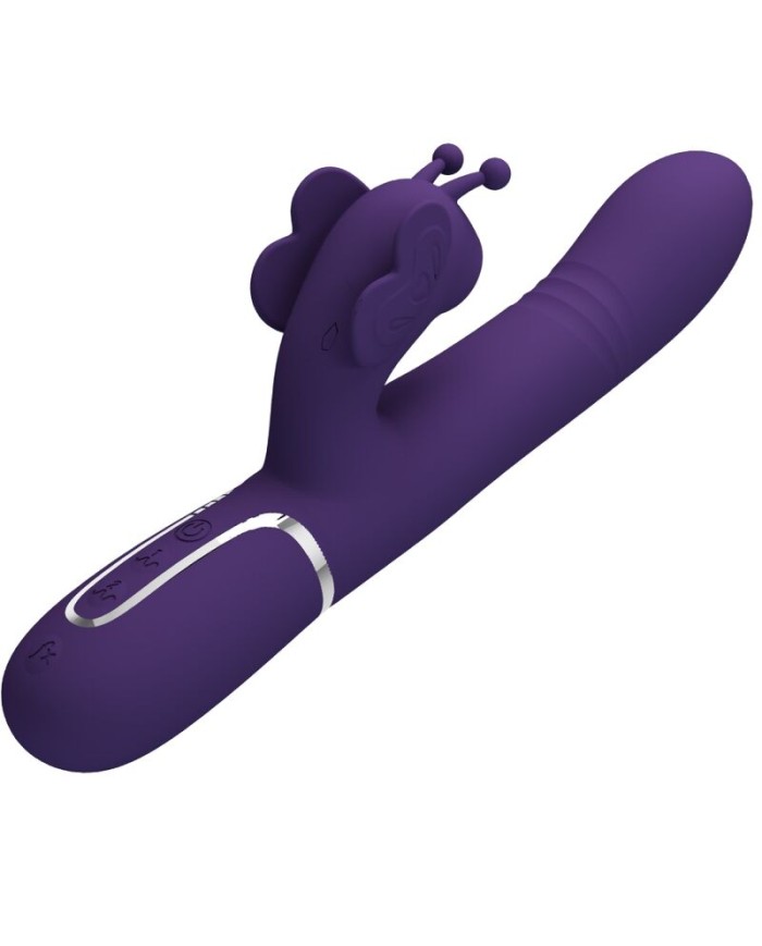 PRETTY LOVE - VIBRADOR RABBIT MULTIFUNCIÓN 4 EN 1 MARIPOSA MORADO