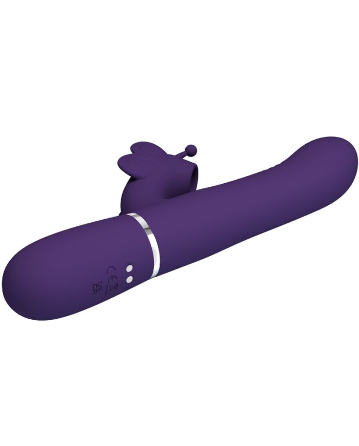 PRETTY LOVE - VIBRADOR RABBIT MULTIFUNCIÓN 4 EN 1 MARIPOSA MORADO