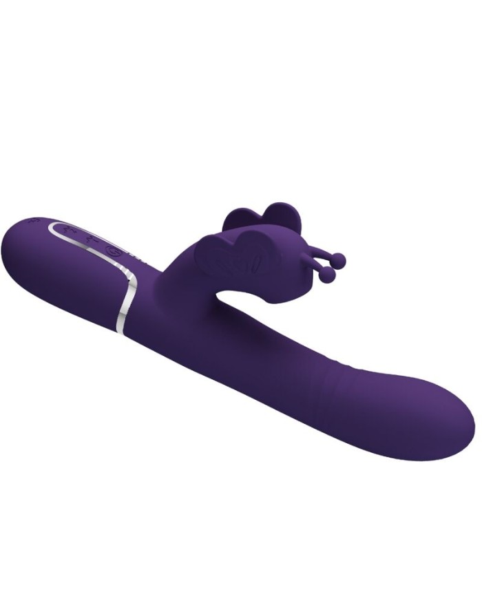 PRETTY LOVE - VIBRADOR RABBIT MULTIFUNCIÓN 4 EN 1 MARIPOSA MORADO