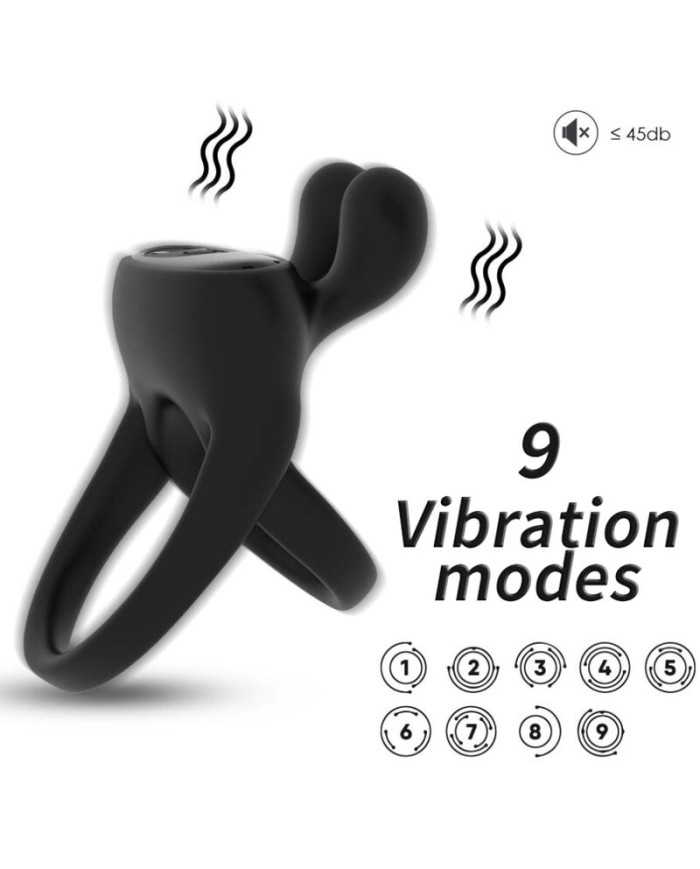 ARMONY - ANILLO VIBRADOR RABBIT NEGRO