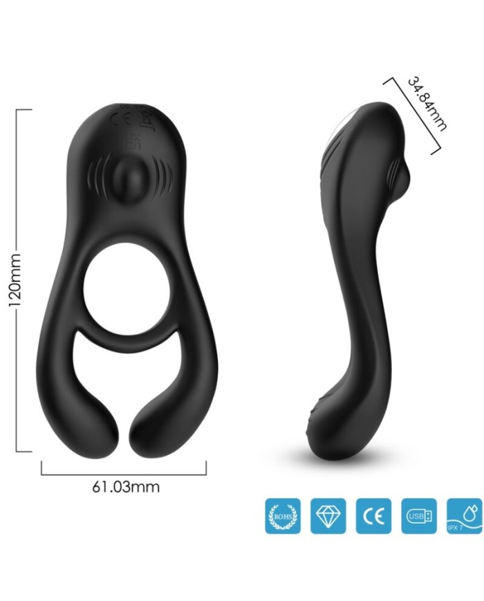 ARMONY - VEYRON ANILLO VIBRADOR DOBLE PINZA NEGRO