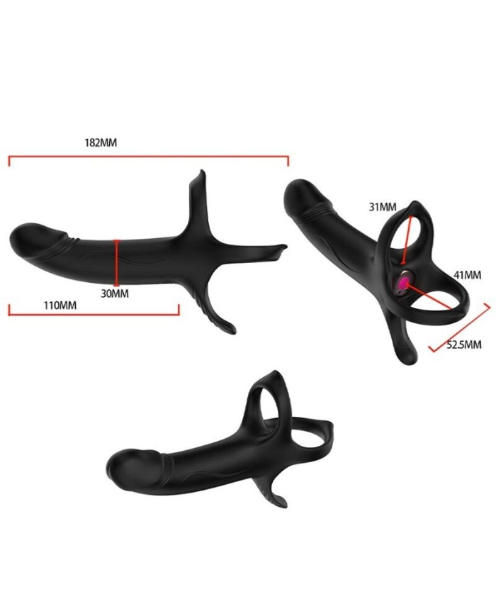 ARMONY - DILDO CON ANILLO & VIBRADOR CONTROL REMOTO NEGRO