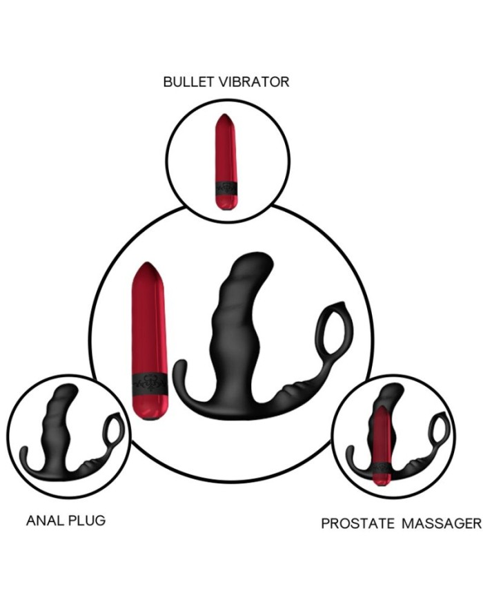 ARMONY - KNIGHT VIBRADOR ANAL PROSTATA & ANILLO CONTROL REMOTO NEGRO