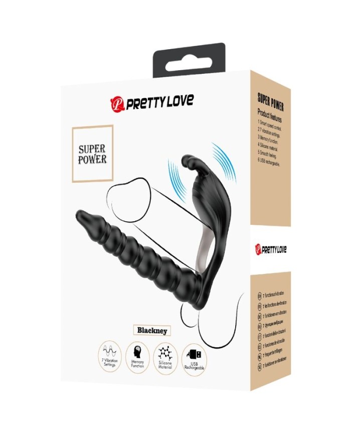 PRETTY LOVE - BLACKNEY ANILLO PENE CON PLUG VIBRADOR NEGRO