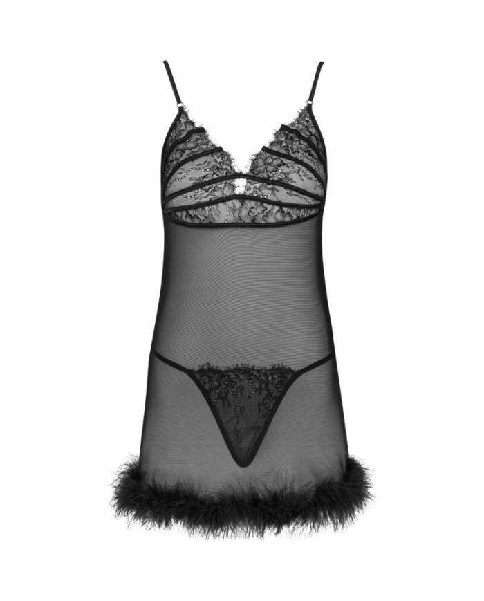 LIVCO CORSETTI FASHION - ZERUNAM SET BABYDOLL + TANGA NEGRO S/M