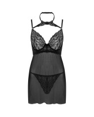 LIVCO CORSETTI FASHION - BINELLA SET BABYDOLL + TANGA NEGRO S/M