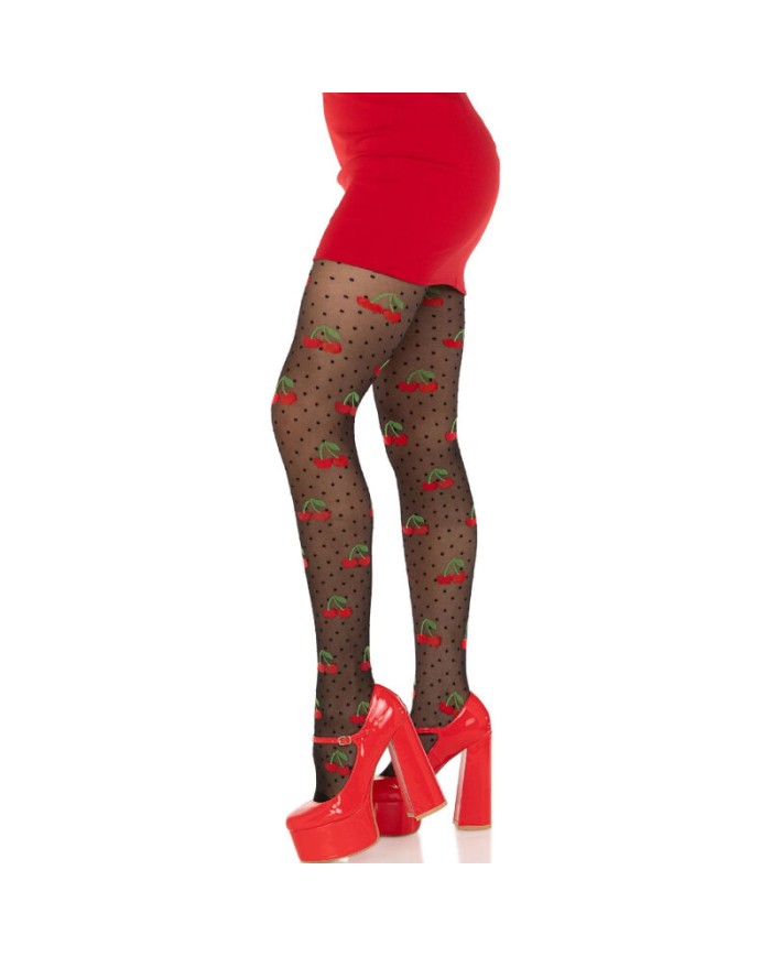 LEG AVENUE - MEDIAS LUNARES CEREZA NEGRO