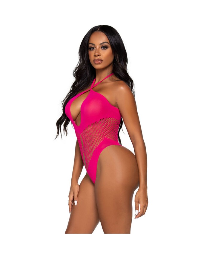 LEG AVENUE - BODY ESCOTE ABIERTO & CRUZADO FUCSIA