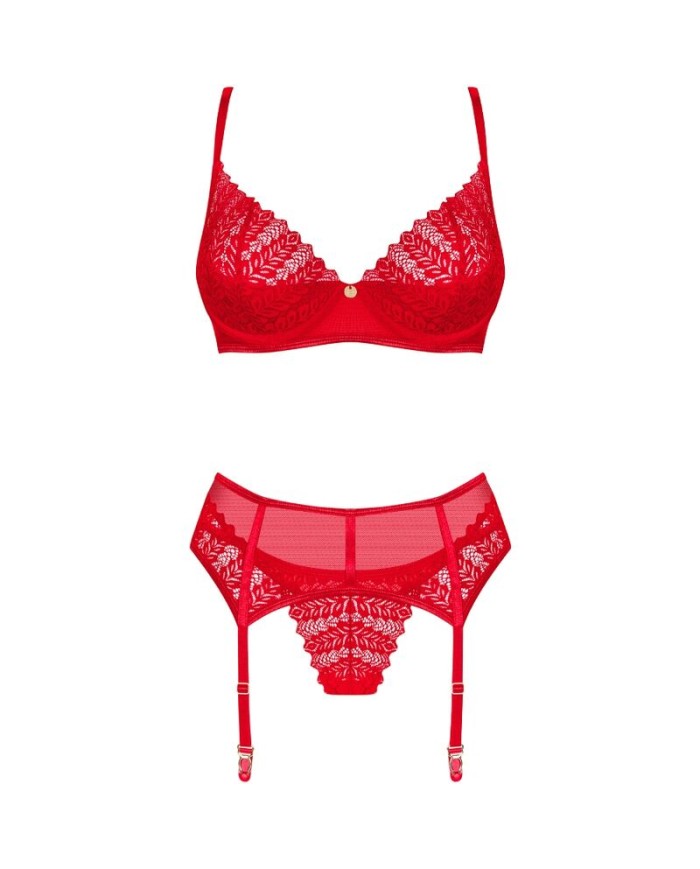 OBSESSIVE - INGRIDIA SET TRES PIEZAS ROJO M/L